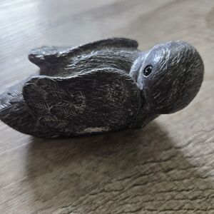 Carved Stone Duckling Figure Gray Natural Elegant Home Decor Duck Neutral Decor